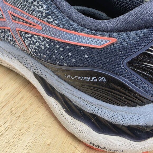 Women’s 9 Asics Gel Nimbus 23 Blue orange Gym Running Shoes Sneakers 1012A885 - Picture 8 of 10